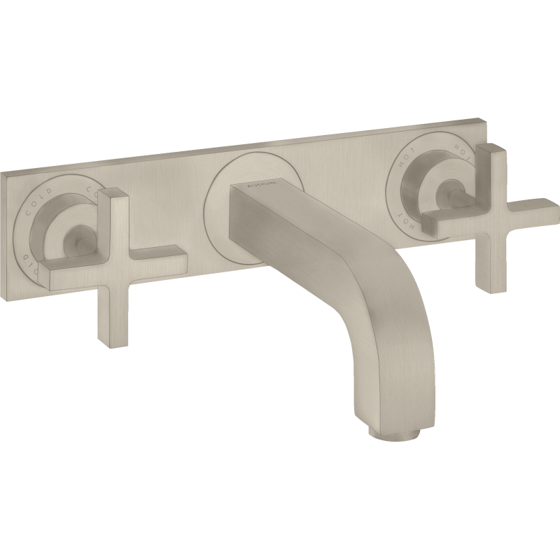 3-otw. Bateria umyw. z uchwytami krzyżowymi, płytką i wylewką 226 mm, ścienna, podtynkowa Nikiel brushed Citterio AXOR 39144820