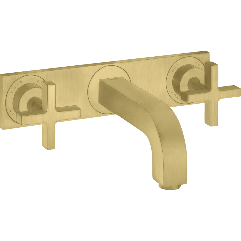3-otw. Bateria umyw. z uchwytami krzyżowymi, płytką i wylewką 226 mm, ścienna, podtynkowa Mosiądz brushed Citterio AXOR 39144950