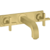 3-otw. Bateria umyw. z uchwytami krzyżowymi, płytką i wylewką 226 mm, ścienna, podtynkowa Mosiądz brushed Citterio AXOR 39144950