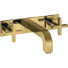 3-otw. Bateria umyw. z uchwytami krzyżowymi, płytką i wylewką 226 mm, ścienna, podtynkowa Złoty poler Citterio AXOR 39144990