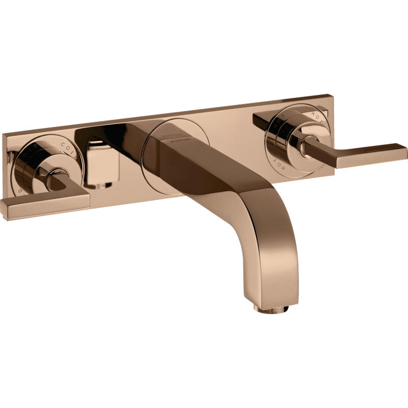 3-otw. Bateria umyw. z uchwytami jednoramiennymi, płytką i wylewką 226 mm, podtynk. Czerwony Złoty poler Citterio AXOR 39148300