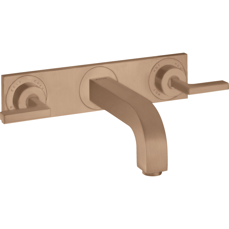 3-otw. Bateria umyw. z uchwytami, płytką i wylewką 226 mm, podtynk. Czerwony Złoty brushed Citterio AXOR 39148310