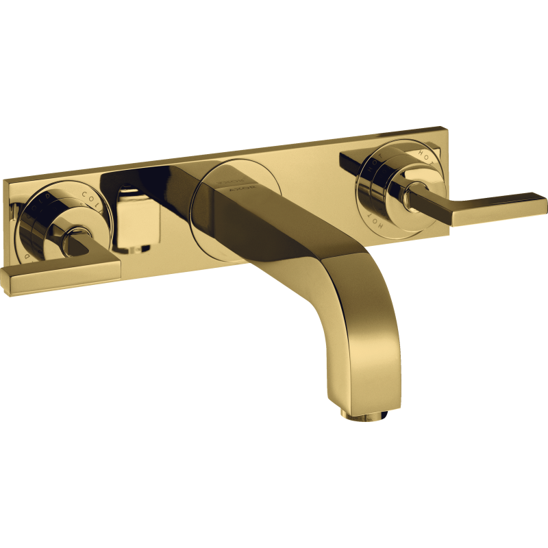 3-otw. Bateria umyw. z uchwytami jednoramiennymi, płytką i wylewką 226 mm, podtynk. Złoty poler Citterio AXOR 39148990