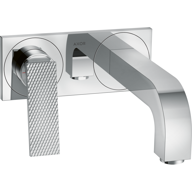 Jednouchwytowa bateria umywalkowa z wylewką 220 mm i płytką, ścienna, podtynkowa, cięcie rombowe Chrom Citterio AXOR 39171000