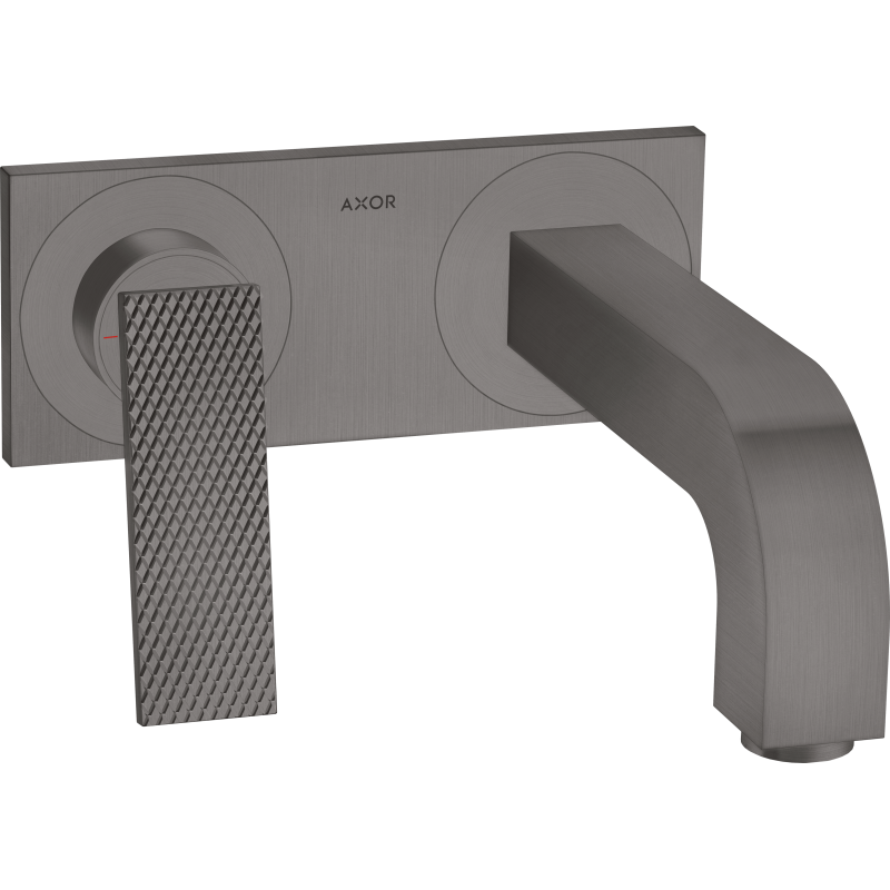 Bateria umyw. z wylewką 220 mm i płytką, ścienna, podtynkowa, cięcie rombowe Czarny Chrom Szczotkowany Citterio AXOR 39171340