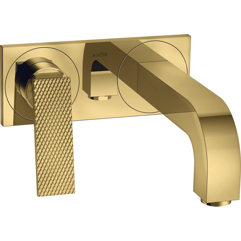 Bateria umyw. z wylewką 220 mm i płytką, ścienna, podtynkowa, cięcie rombowe Złoty Optyczny Polerowany Citterio AXOR 39171990