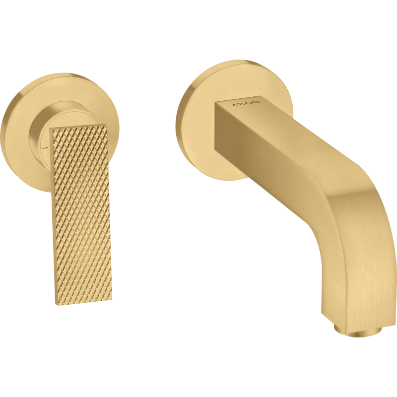 Bateria umyw. z wylewką 220 mm i rozetami, ścienna, podtynkowa, cięcie rombowe Złoty Optyczny brushed Citterio AXOR 39181250