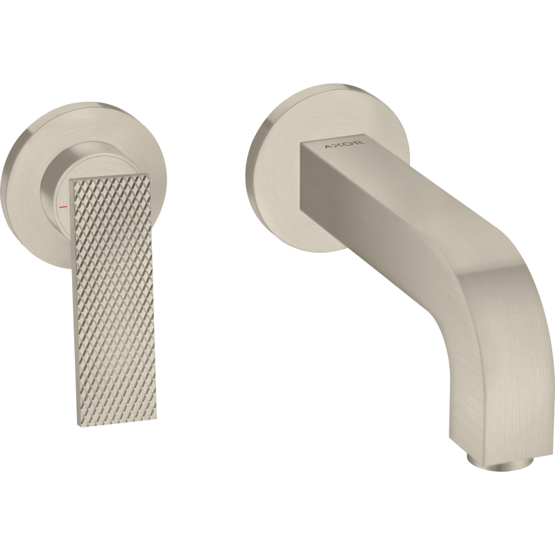 Bateria umywalkowa z wylewką 220 mm i rozetami, ścienna, podtynkowa, cięcie rombowe Nikiel Szczotkowany Citterio AXOR 39181820