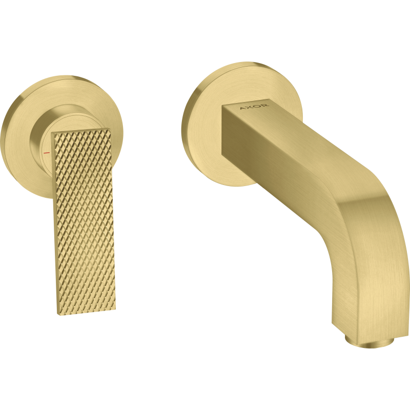 Bateria umywalkowa z wylewką 220 mm i rozetami, ścienna, podtynkowa, cięcie rombowe Mosiądz Szczotkowany Citterio AXOR 39181950