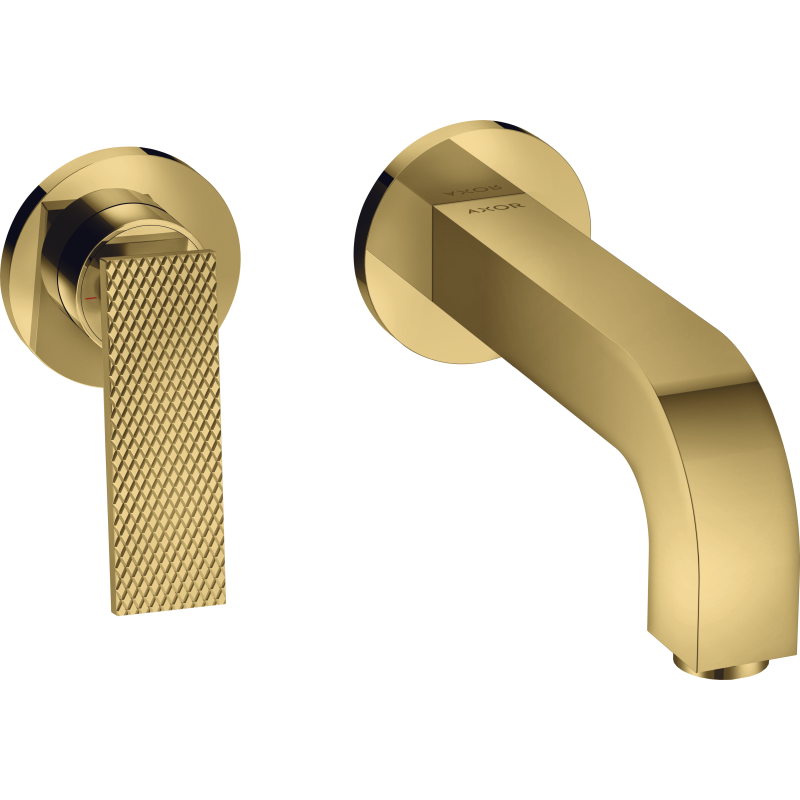 Bateria umyw. z wylewką 220 mm i rozetami, ścienna, podtynkowa, cięcie rombowe Złoty Optyczny Polerowany Citterio AXOR 39181990