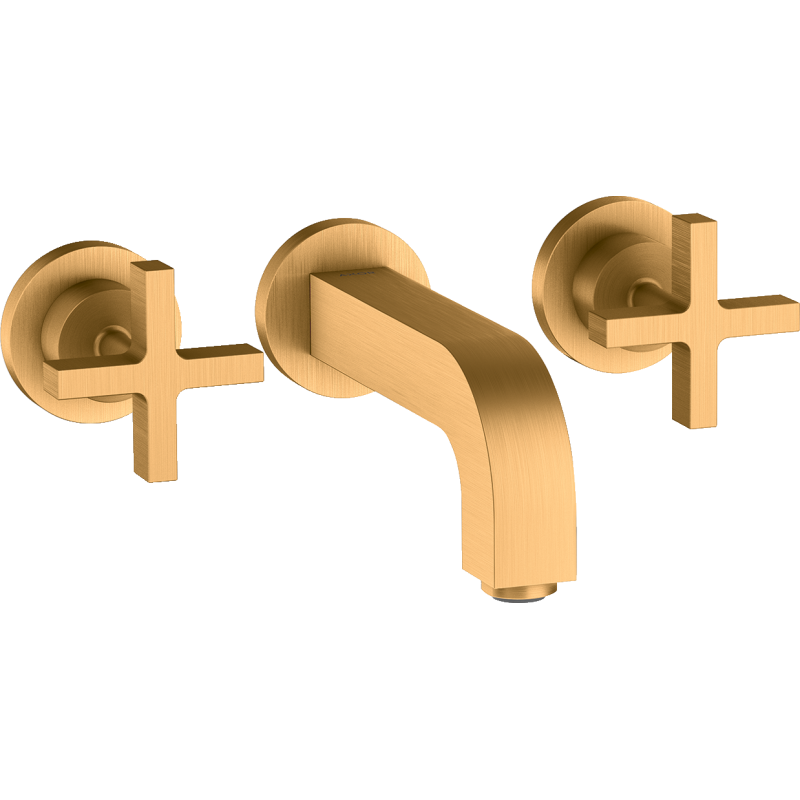 3-otw. Bateria umyw. z uchwytami krzyżowymi, rozetami i wylewką 162 mm, ścienna, podtynkowa Złoty brushed Citterio AXOR 39313250