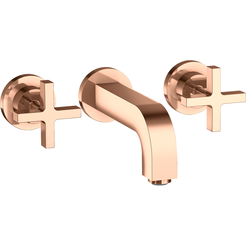 3-otw. Bateria umyw. z uchwytami krzyżowymi, rozetami i wylewką 162 mm, podtynk. Czerwony Złoty poler Citterio AXOR 39313300