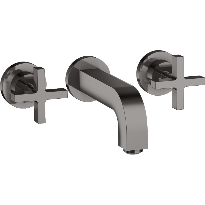 3-otw. Bateria umyw. z uchwytami krzyżowymi, rozetami i wylewką 162 mm, podtynk. Czarny Chrom poler Citterio AXOR 39313330