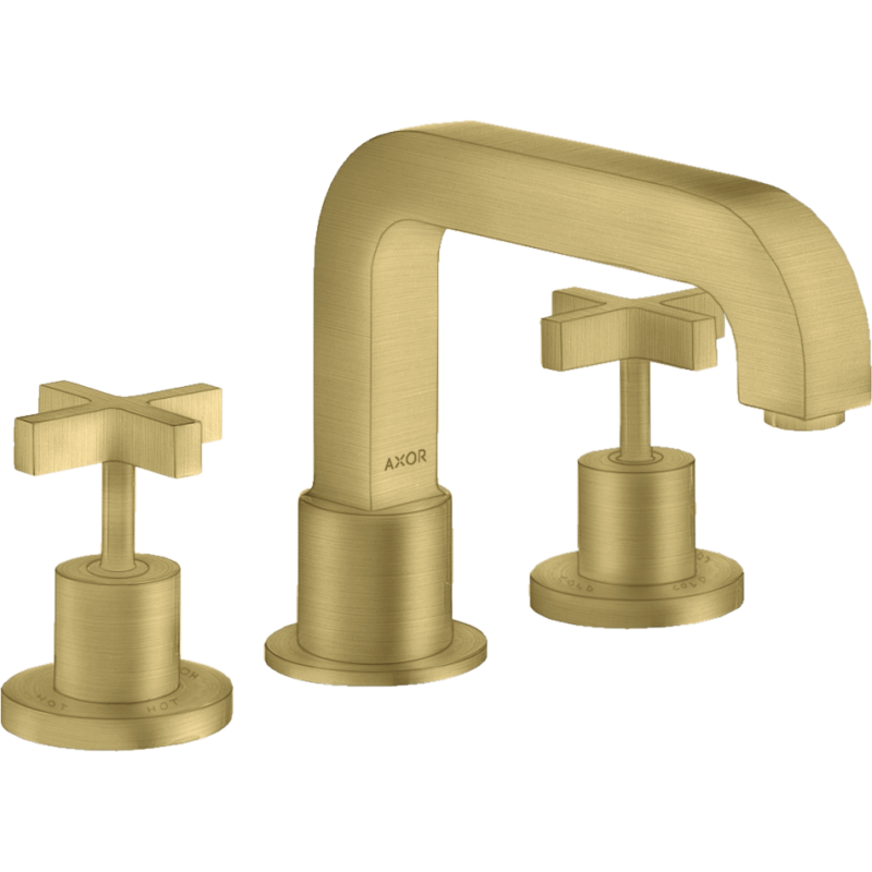 3-otworowa bateria na brzeg wanny z uchwytami krzyżowymi Mosiądz Szczotkowany Citterio AXOR 39436950