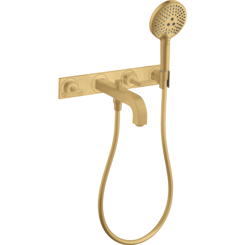 3-otw. bateria wannowa z uchwytami jednoramiennymi i płytką, ścienna, podtynkowa Złoty Optyczny brushed Citterio AXOR 39442250