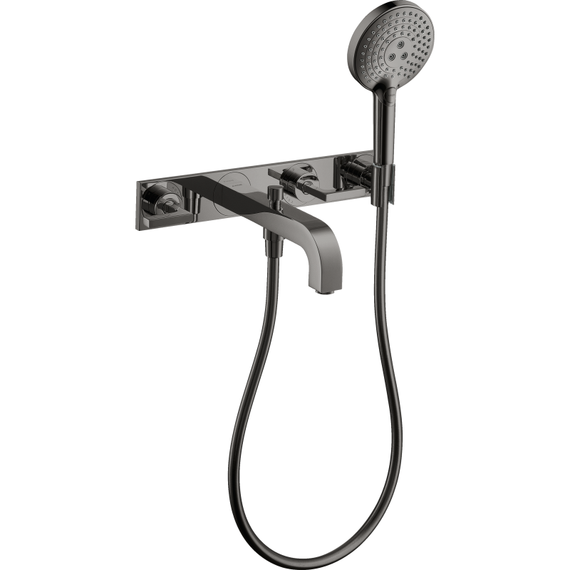 3-otw. bateria wannowa z uchwytami jednoramiennymi i płytką, ścienna, podtynkowa Czarny Chrom Polerowany Citterio AXOR 39442330