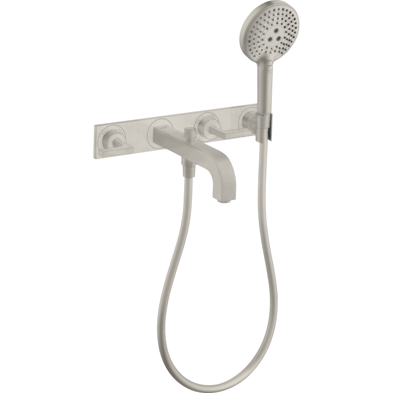 3-otw. bateria wannowa z uchwytami jednoramiennymi i płytką, ścienna, podtynkowa Stal Szlachetna Optyczna Citterio AXOR 39442800