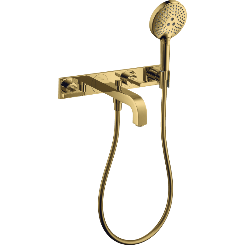 3-otw. bateria wannowa z uchwytami jednoramiennymi i płytką, ścienna, podtynkowa Złoty poler Citterio AXOR 39442990