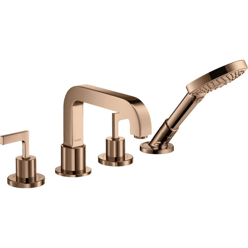 4-otworowa bateria na brzeg wanny z uchwytami jednoramiennymi Czerwony Złoty Polerowany Citterio AXOR 39446300