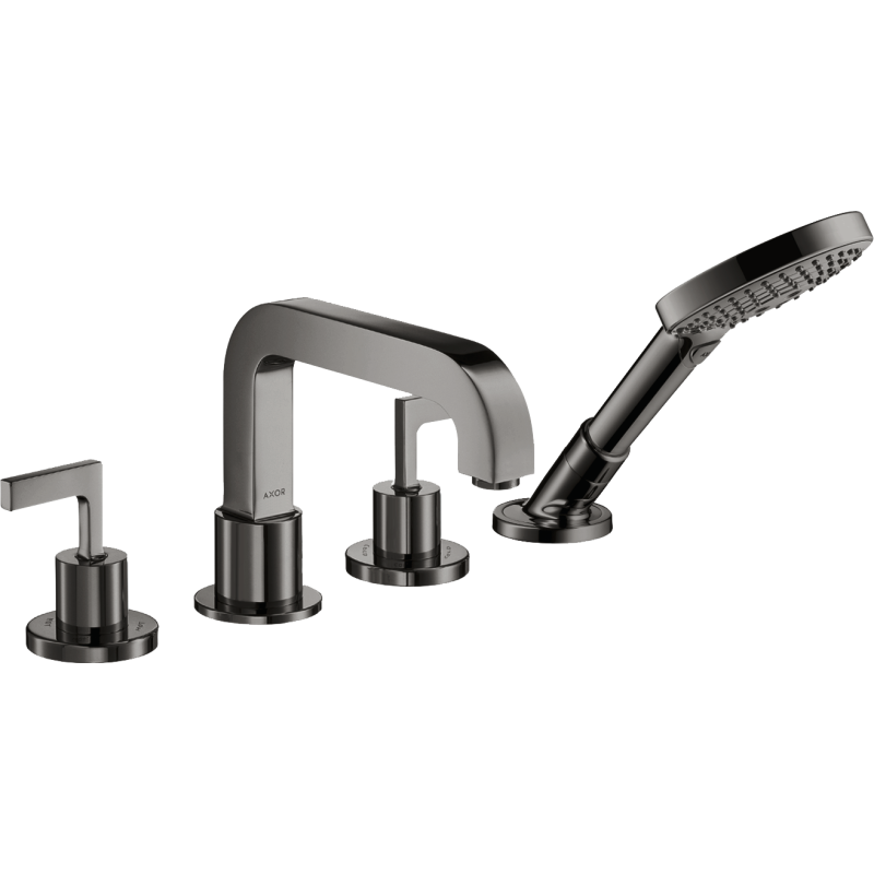 4-otworowa bateria na brzeg wanny z uchwytami jednoramiennymi Czarny Chrom Polerowany Citterio AXOR 39446330