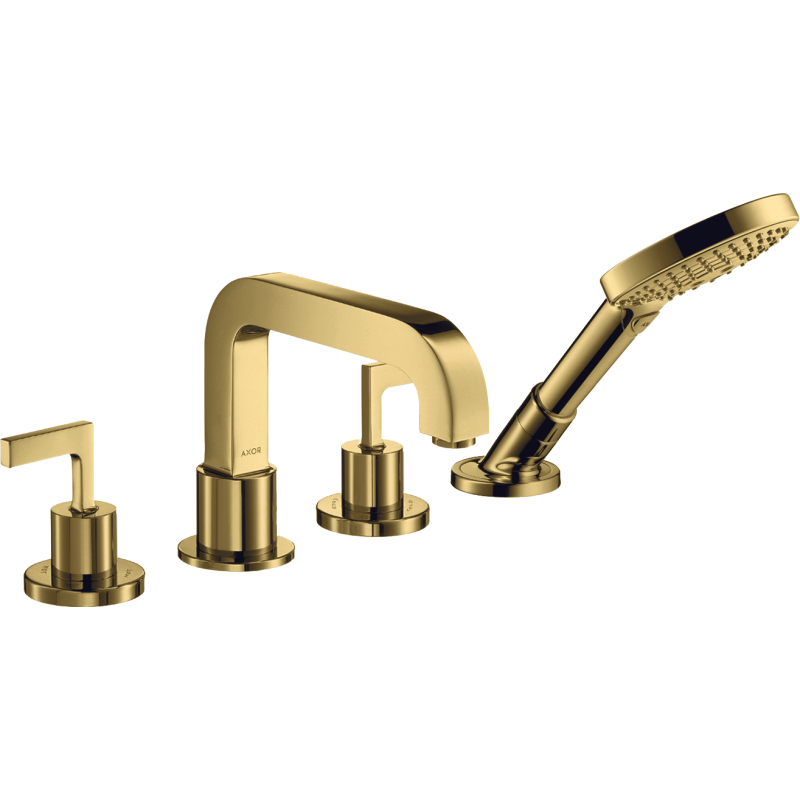 4-otworowa bateria na brzeg wanny z uchwytami jednoramiennymi Złoty Optyczny Polerowany Citterio AXOR 39446990