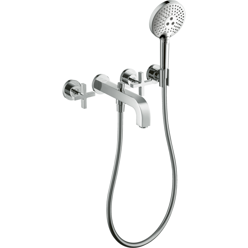 3-otworowa bateria wannowa z uchwytami krzyżowymi i rozetami, ścienna, podtynkowa Chrom Citterio AXOR 39447000