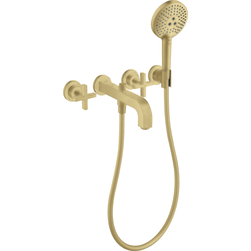 3-otw. bateria wannowa z uchwytami krzyżowymi i rozetami, ścienna, podtynkowa Złoty Optyczny Szczotkowany Citterio AXOR 39447250