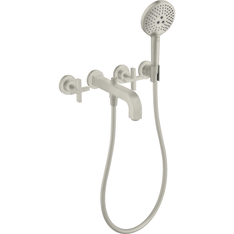 3-otw. bateria wannowa z uchwytami krzyżowymi i rozetami, ścienna, podtynkowa Stal Szlachetna Optyczna Citterio AXOR 39447800