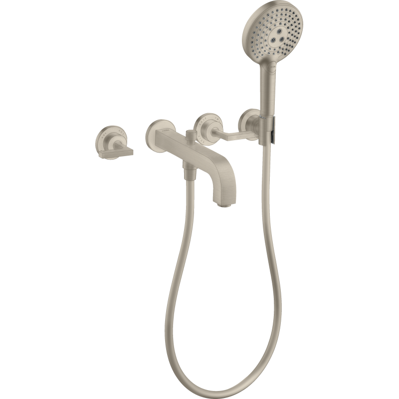 3-otw. bateria wannowa z uchwytami jednoramiennymi i rozetami, ścienna, podtynkowa Nikiel Szczotkowany Citterio AXOR 39448820