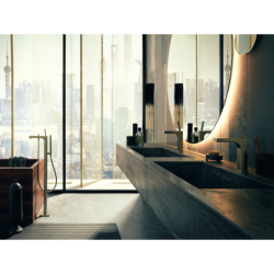 Jednouchwytowa bateria wannowa z uchwytem Pin, wolnostojąca Nikiel Szczotkowany Citterio AXOR 39451820