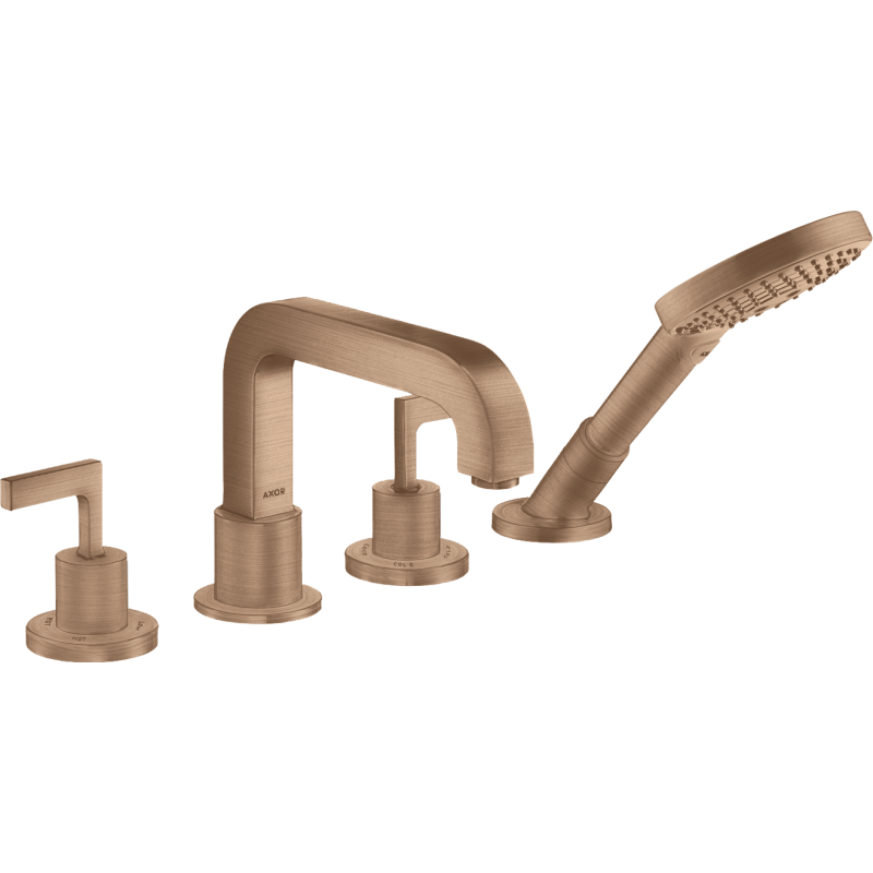 4-otw. bateria wannowa z uchwytami jednoramiennymi i rozetami Czerwony Złoty brushed Citterio AXOR 39454310