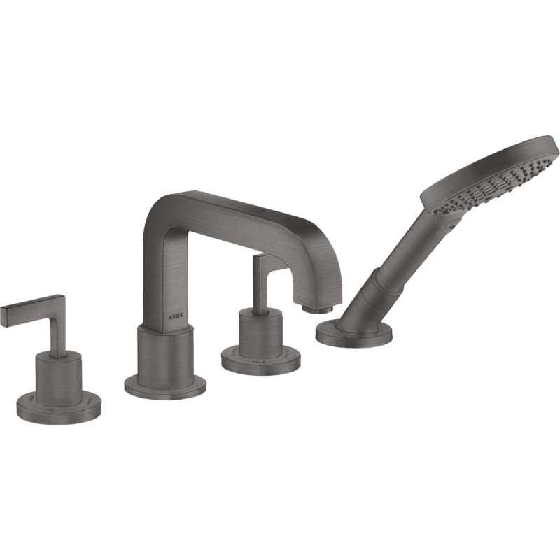 4-otw. bateria wannowa z uchwytami jednoramiennymi i rozetami Czarny Chrom brushed Citterio AXOR 39454340