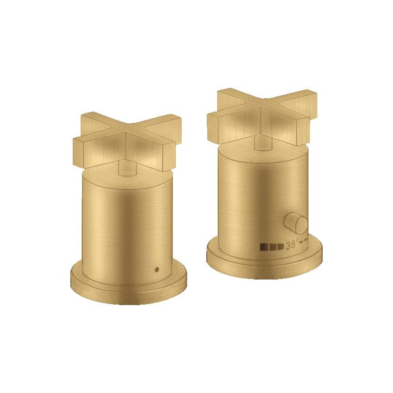 2-otworowa bateria termostatyczna na brzeg wanny z uchwytami krzyżowymi Złoty Optyczny Szczotkowany Citterio AXOR 39480250