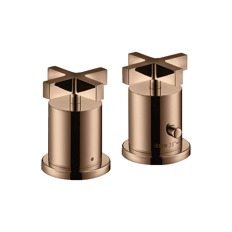 2-otworowa bateria termostatyczna na brzeg wanny z uchwytami krzyżowymi Czerwony Złoty Polerowany Citterio AXOR 39480300