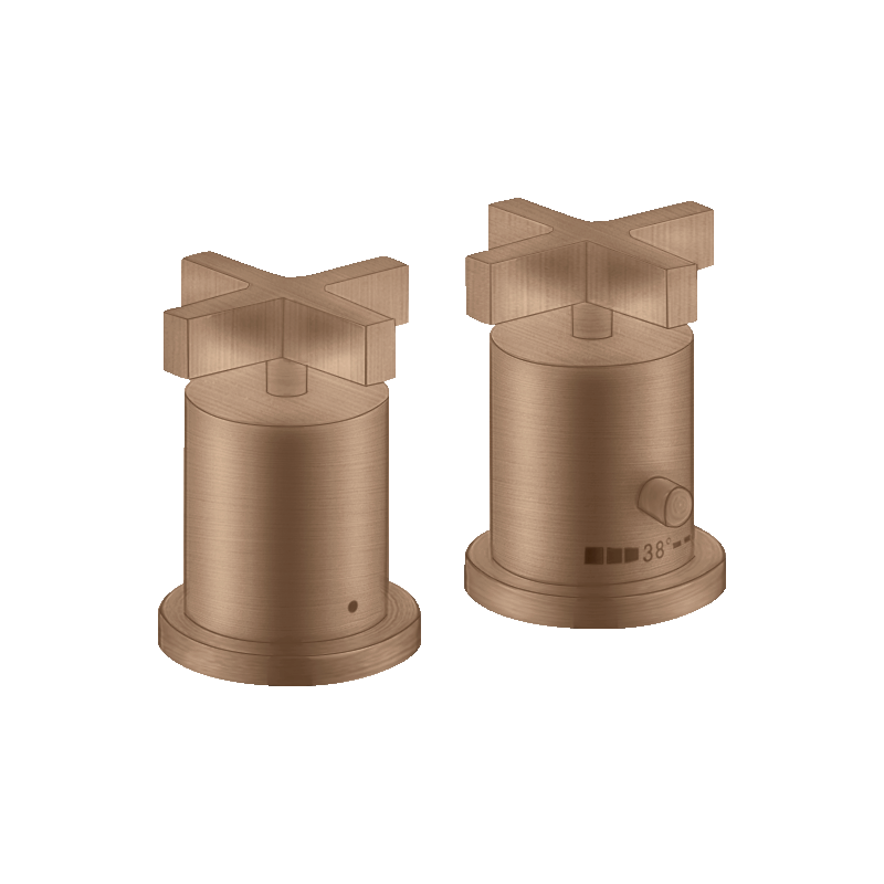 2-otworowa bateria termostatyczna na brzeg wanny z uchwytami krzyżowymi Czerwony Złoty Szczotkowany Citterio AXOR 39480310