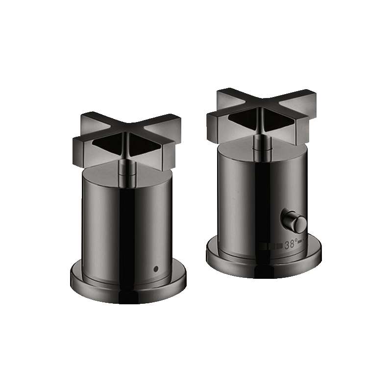 2-otworowa bateria termostatyczna na brzeg wanny z uchwytami krzyżowymi Czarny Chrom Polerowany Citterio AXOR 39480330