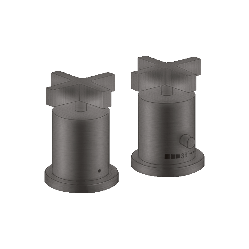 2-otworowa bateria termostatyczna na brzeg wanny z uchwytami krzyżowymi Czarny Chrom Szczotkowany Citterio AXOR 39480340