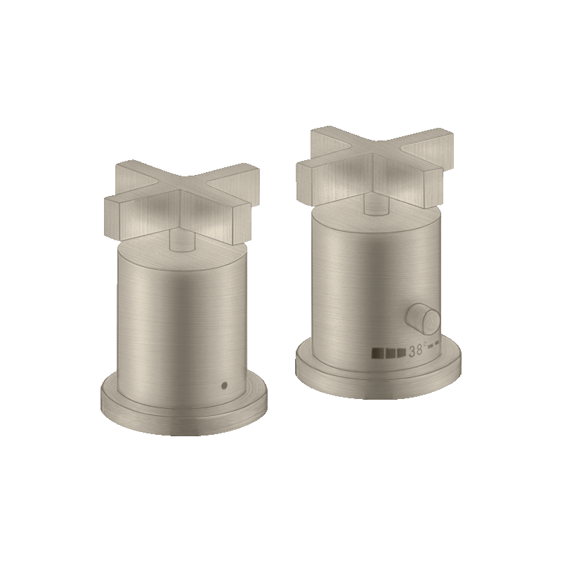 2-otworowa bateria termostatyczna na brzeg wanny z uchwytami krzyżowymi Nikiel Szczotkowany Citterio AXOR 39480820