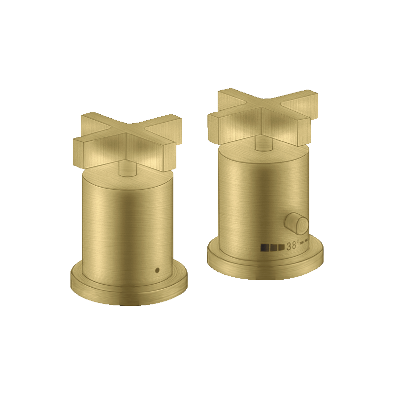 2-otworowa bateria termostatyczna na brzeg wanny z uchwytami krzyżowymi Mosiądz Szczotkowany Citterio AXOR 39480950
