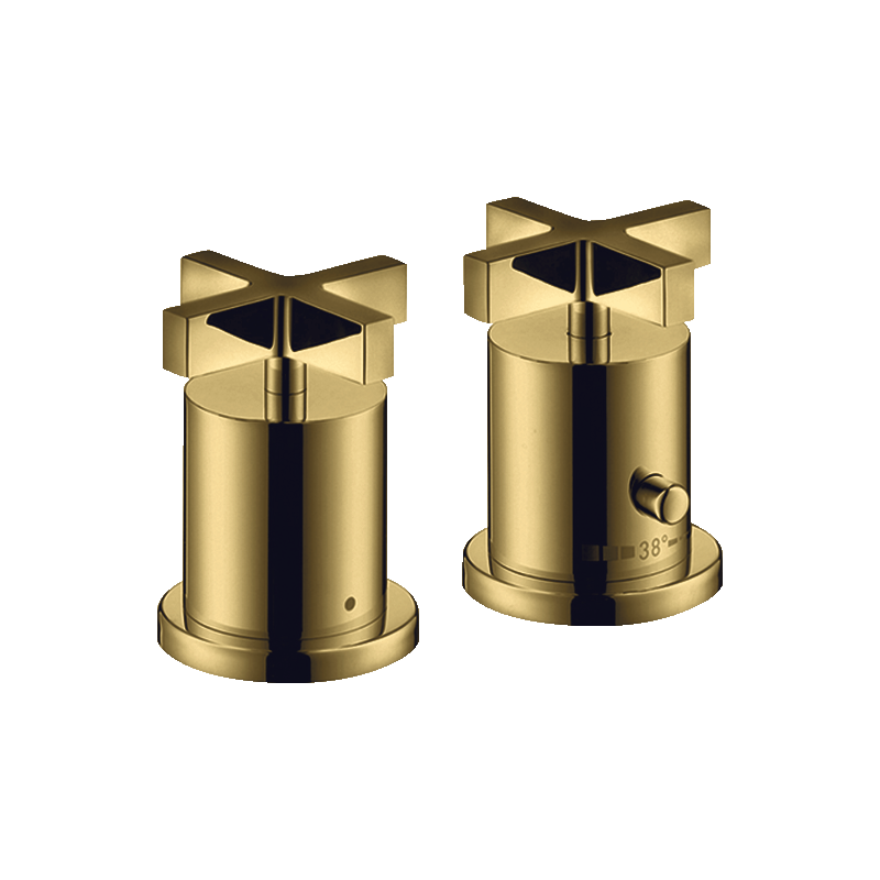 2-otworowa bateria termostatyczna na brzeg wanny z uchwytami krzyżowymi Złoty Optyczny Polerowany Citterio AXOR 39480990