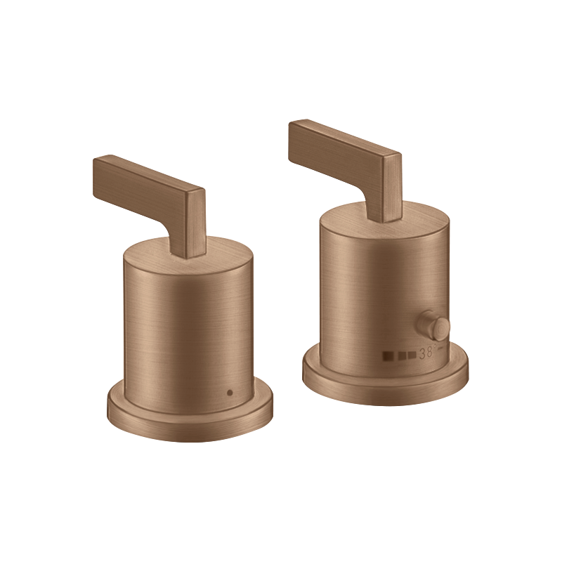 2-otworowa bateria termostatyczna na brzeg wanny z uchwytami jednoramiennymi Czerwony Złoty Szczotkowany Citterio AXOR 39482310