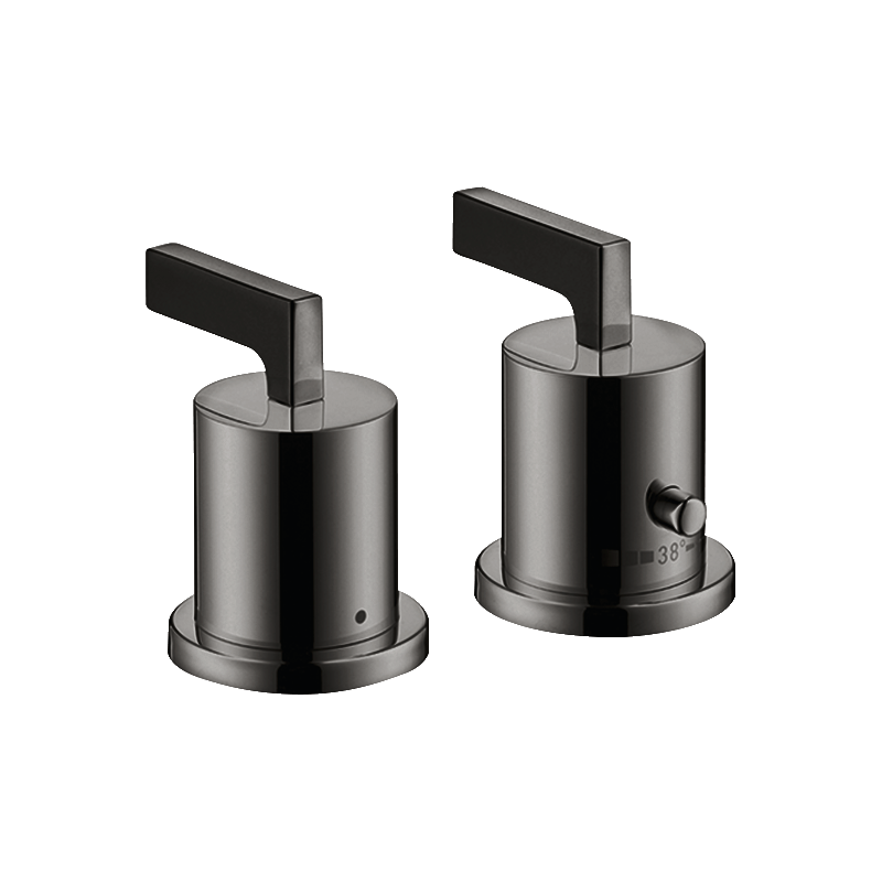 2-otworowa bateria termostatyczna na brzeg wanny z uchwytami jednoramiennymi Czarny Chrom Polerowany Citterio AXOR 39482330