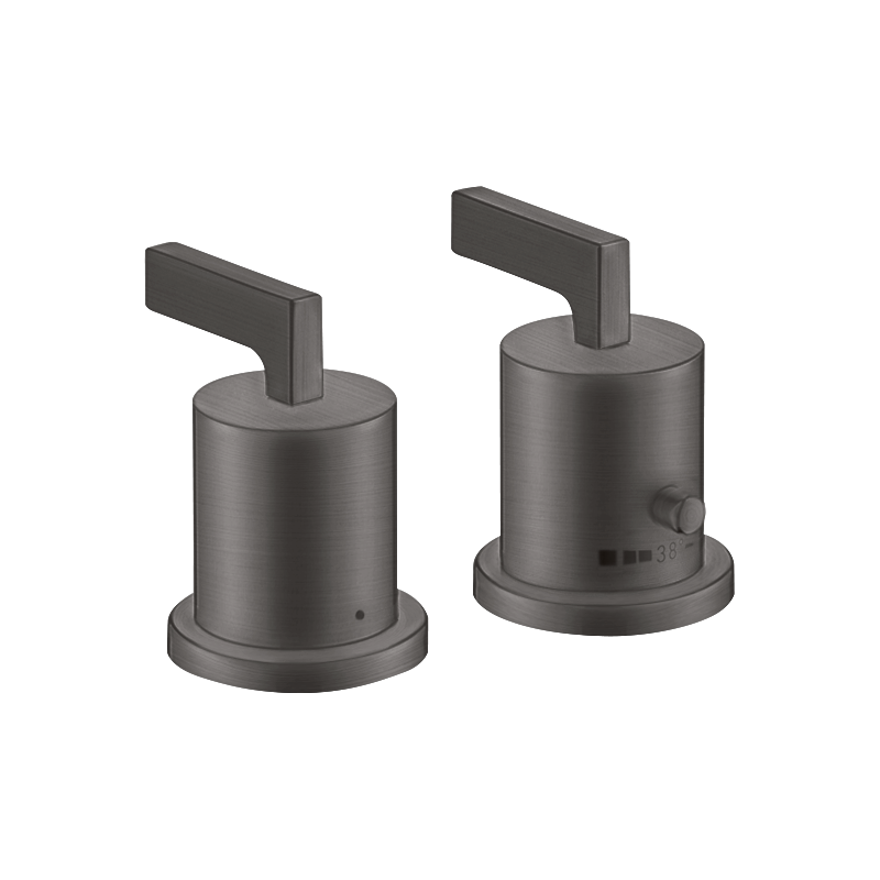 2-otworowa bateria termostatyczna na brzeg wanny z uchwytami jednoramiennymi Czarny Chrom Szczotkowany Citterio AXOR 39482340