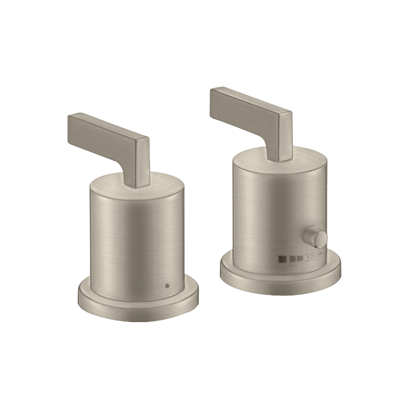 2-otworowa bateria termostatyczna na brzeg wanny z uchwytami jednoramiennymi Nikiel Szczotkowany Citterio AXOR 39482820