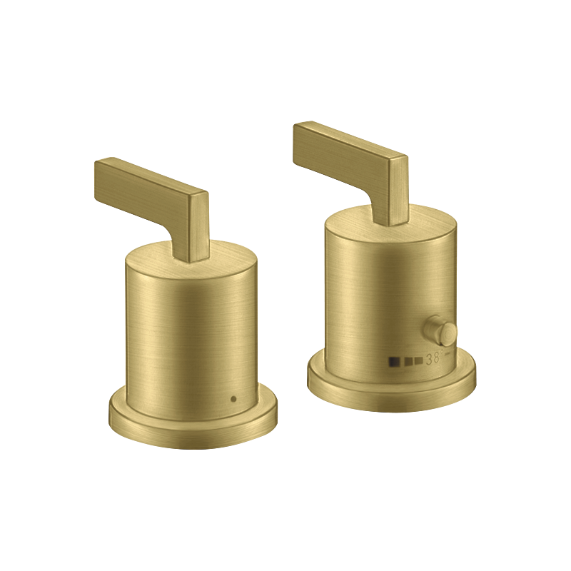 2-otworowa bateria termostatyczna na brzeg wanny z uchwytami jednoramiennymi Mosiądz Szczotkowany Citterio AXOR 39482950