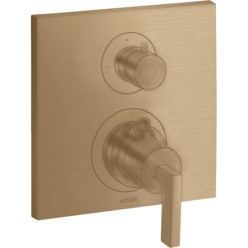 Bateria termo. z uchwytem jednoramiennym i zaworem odcinającym do 1 odbiornika, podtynkowa Brąz brushed Citterio AXOR 39700140