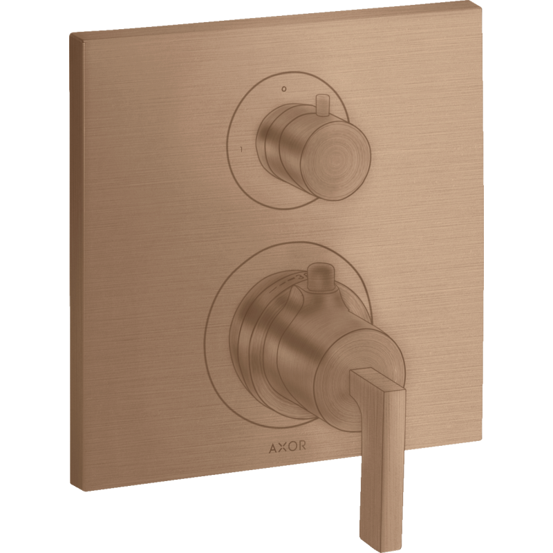 Bateria termo. z uchwytem i zaworem odcinającym do 1 odb., podtynk. Czerwony Złoty brushed Citterio AXOR 39700310