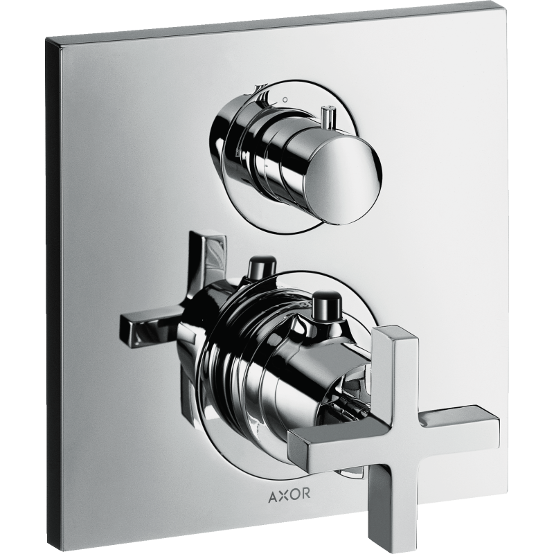 Bateria termostatyczna z uchwytem krzyżowym i zaworem odcinającym do 1 odbiornika, podtynkowa Chrom Citterio AXOR 39705000