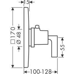 Bateria termostatyczna HighFlow z uchwytem jednoramiennym, podtynkowa Chrom Citterio AXOR 39711000