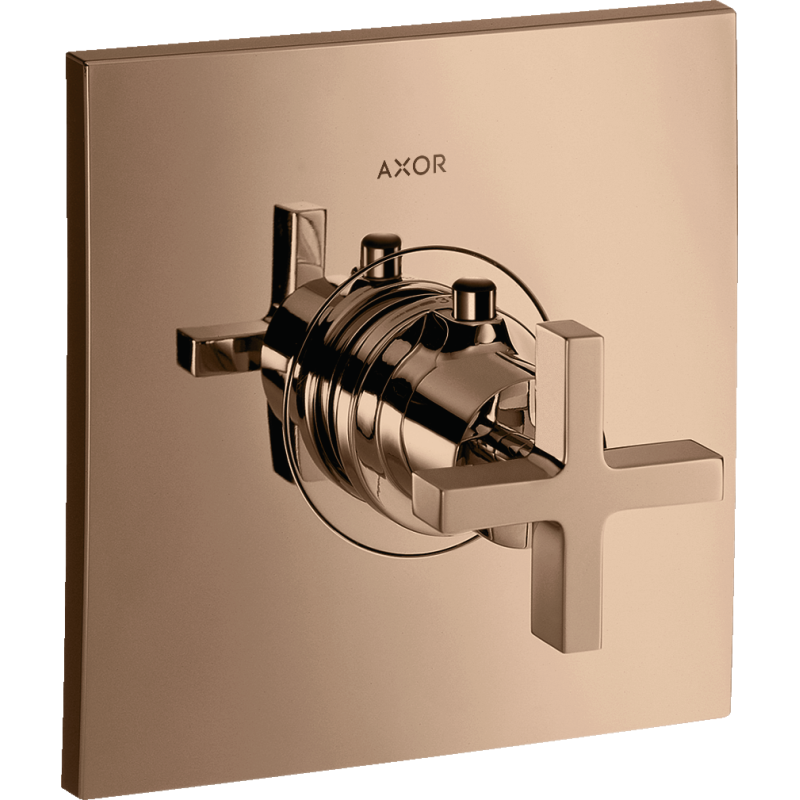 Bateria termostatyczna HighFlow z uchwytem krzyżowym, podtynkowa Czerwony Złoty Polerowany Citterio AXOR 39716300